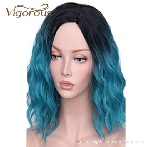 Vigorous Cheapest Heat Resistant High Quality Bob Short Cut Colorful For Black Women Heat Friendly Synthetic Hair Wigs